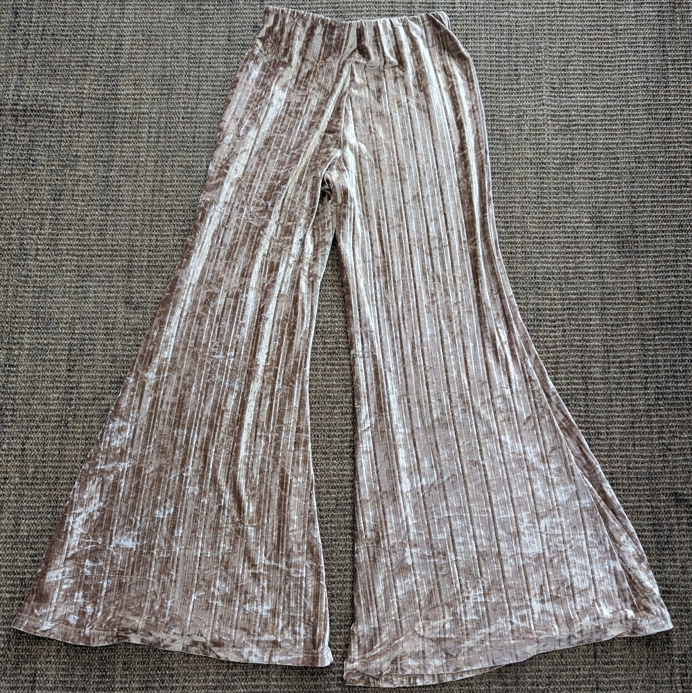 Free People Star Sign Ribbed Pleated Wide Leg Velvet Pants Xs Pre Owned - Picture 9 of 9